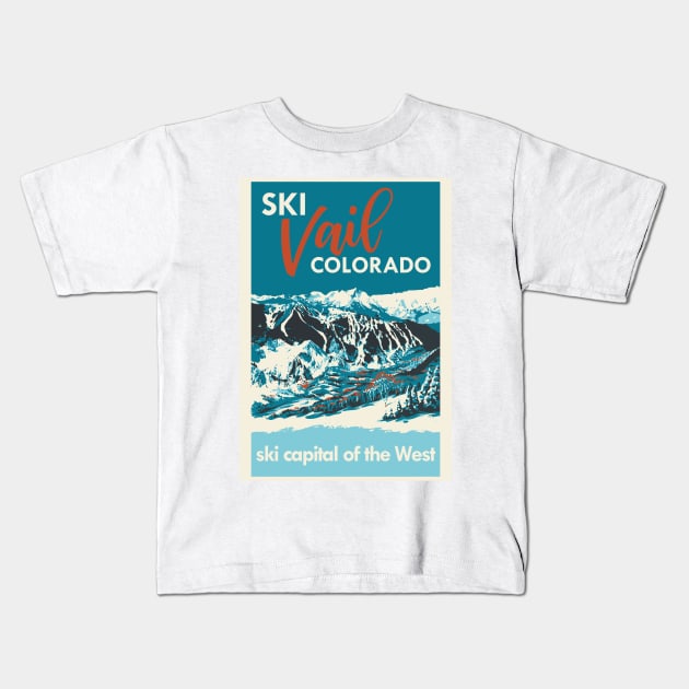 Ski Vail Colorado, vintage poster Kids T-Shirt by ROEDERcraft